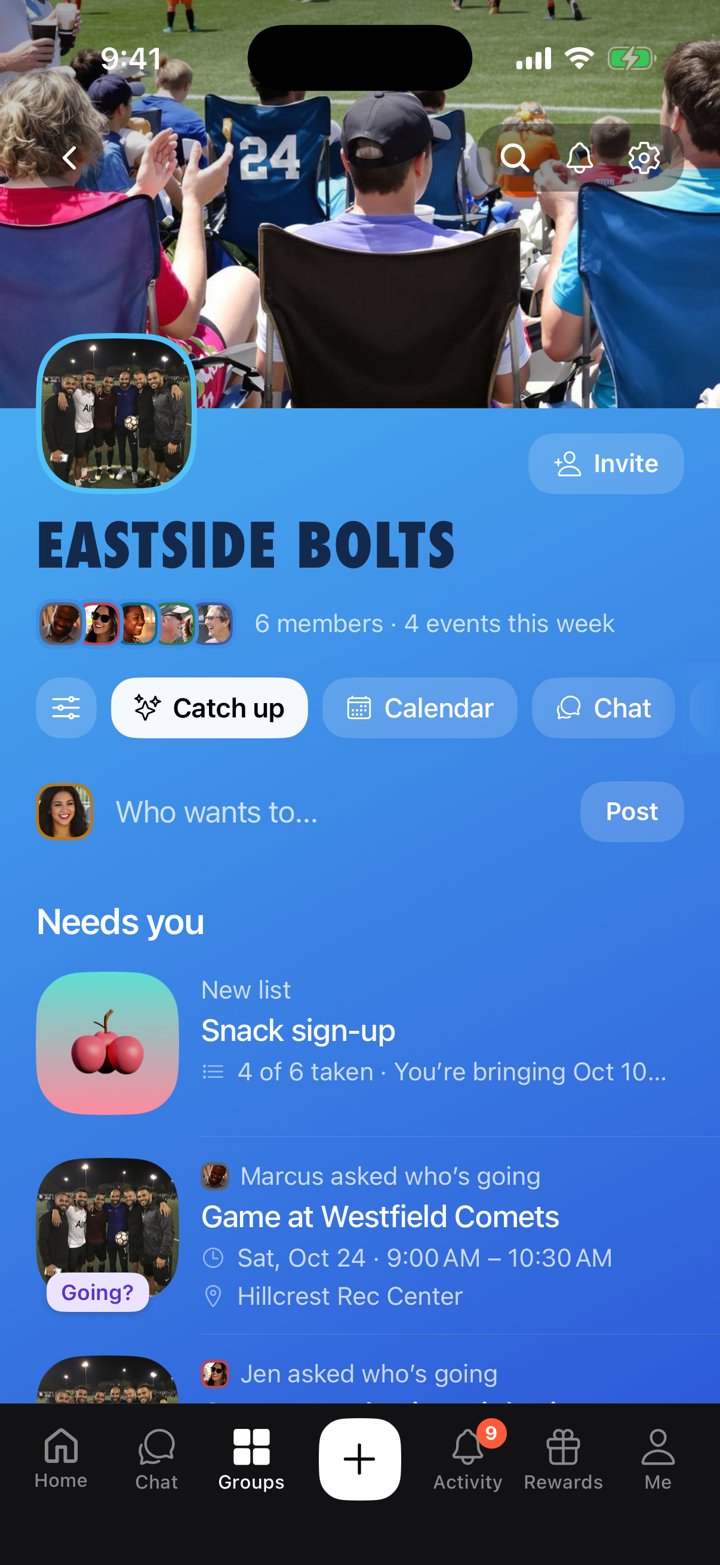 Eastside Bolts in bold blue with a condensed team name